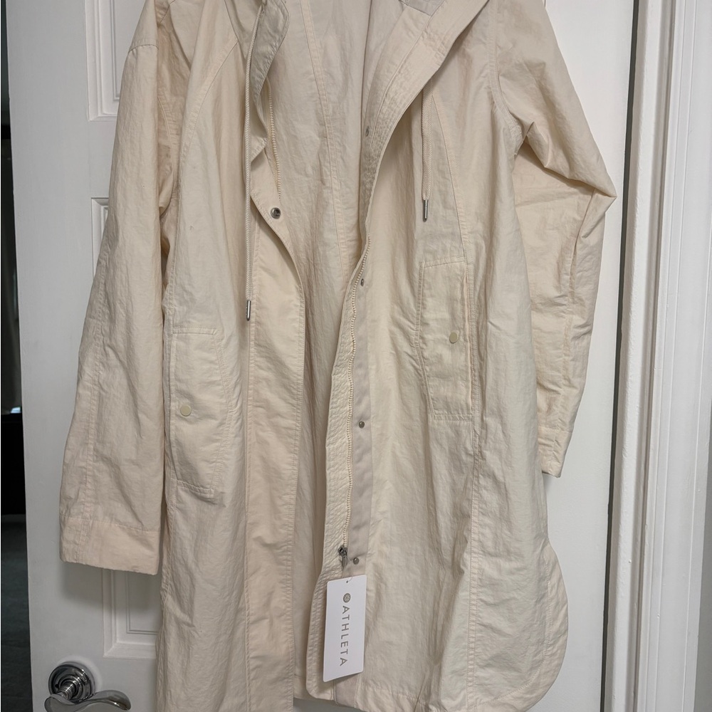 Athleta Cream Hooded Jacket Small Petite Bone